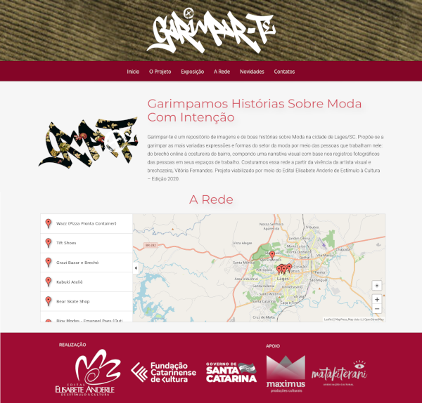 Site e plugin de mapeamento do projeto Garimparte